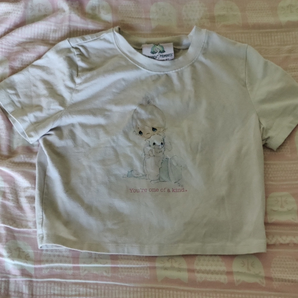 Precious Moments White Crop Top Graphic tee